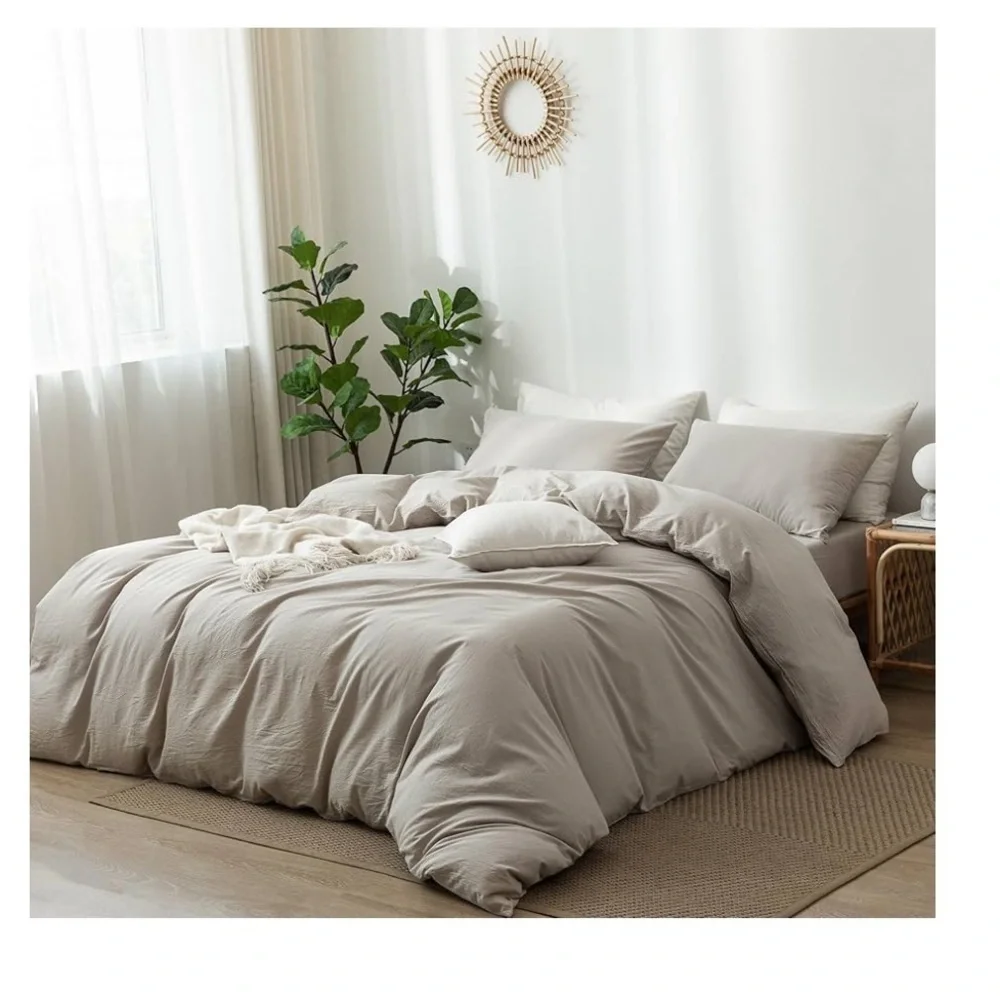 Duvet Cover Set Gray Size Queen Home Bed Covers